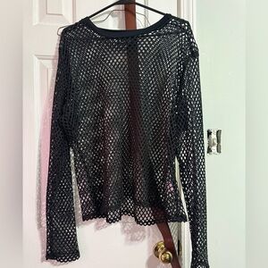 Black Fishnet Long Sleeve Top